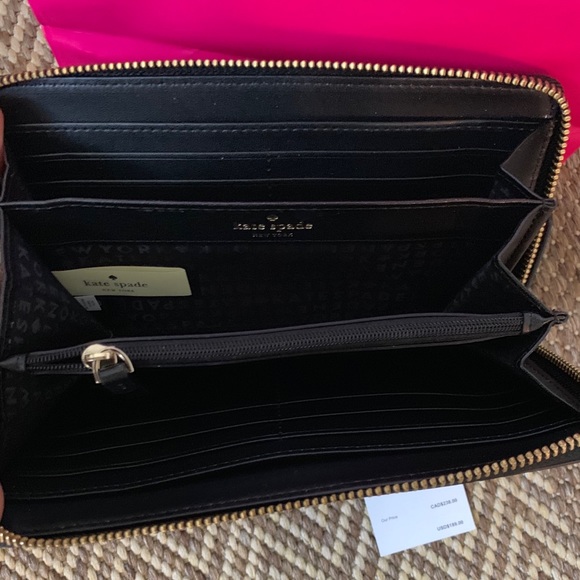 NWT Authentic Kate Spade Black leather logo wallet - Picture 4 of 8